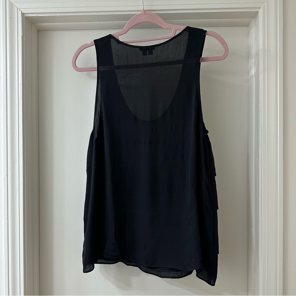 Theory Black 100% Silk Darinka Captivate Tiered Sleeveless Top, Size L - Picture 5 of 6